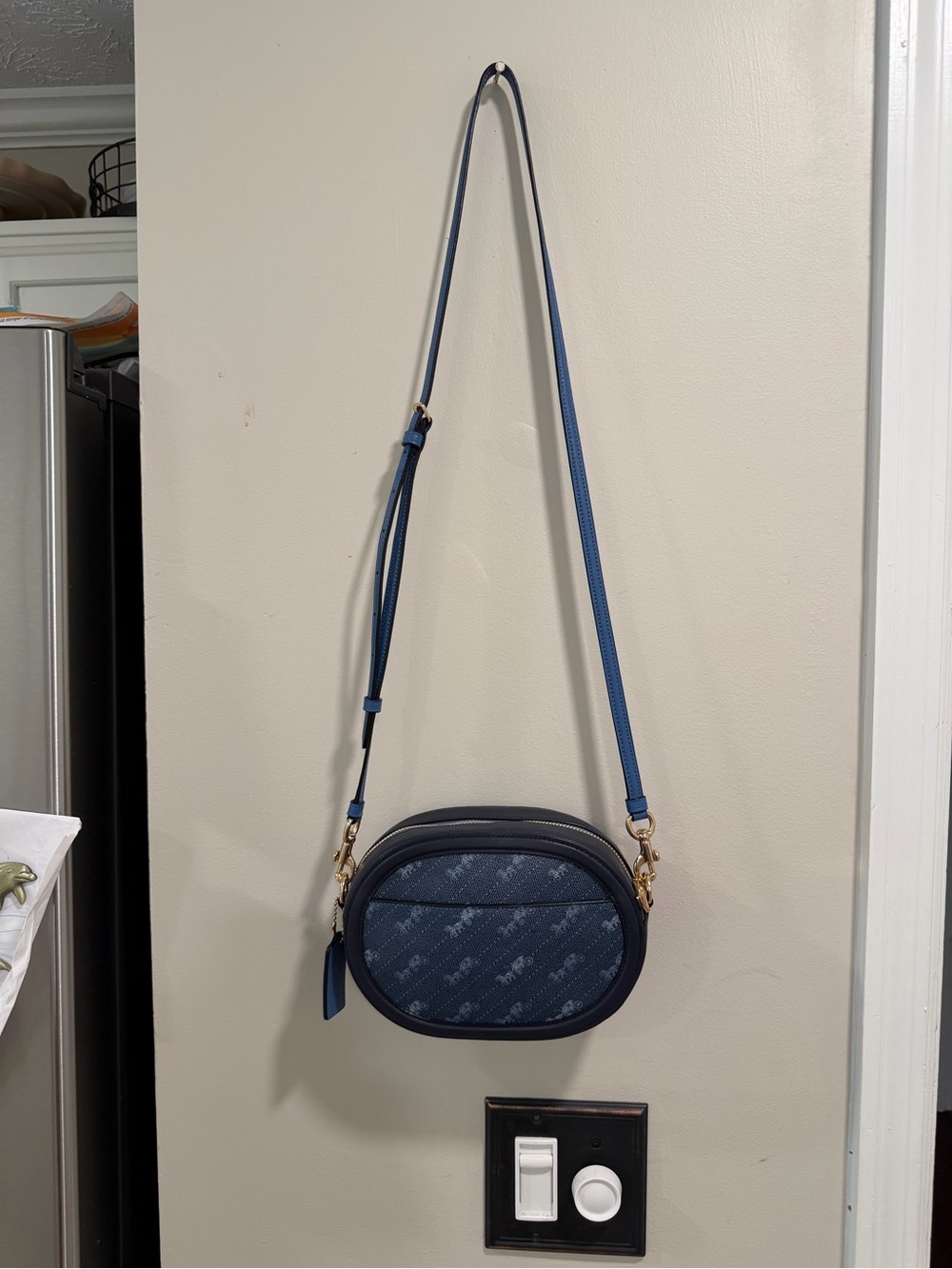 Coach Navy Carriage Pattern Camera Bag - Picture 2 of 8